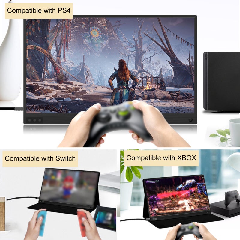 15.6-Inch Portable Monitor: 1080P IPS Black Display, High Definition Vibrant Colors, Smooth Gameplay - Strong Compatibility External Extended Monitor for Gaming Consoles, Laptops, Creative Projects - Image 2