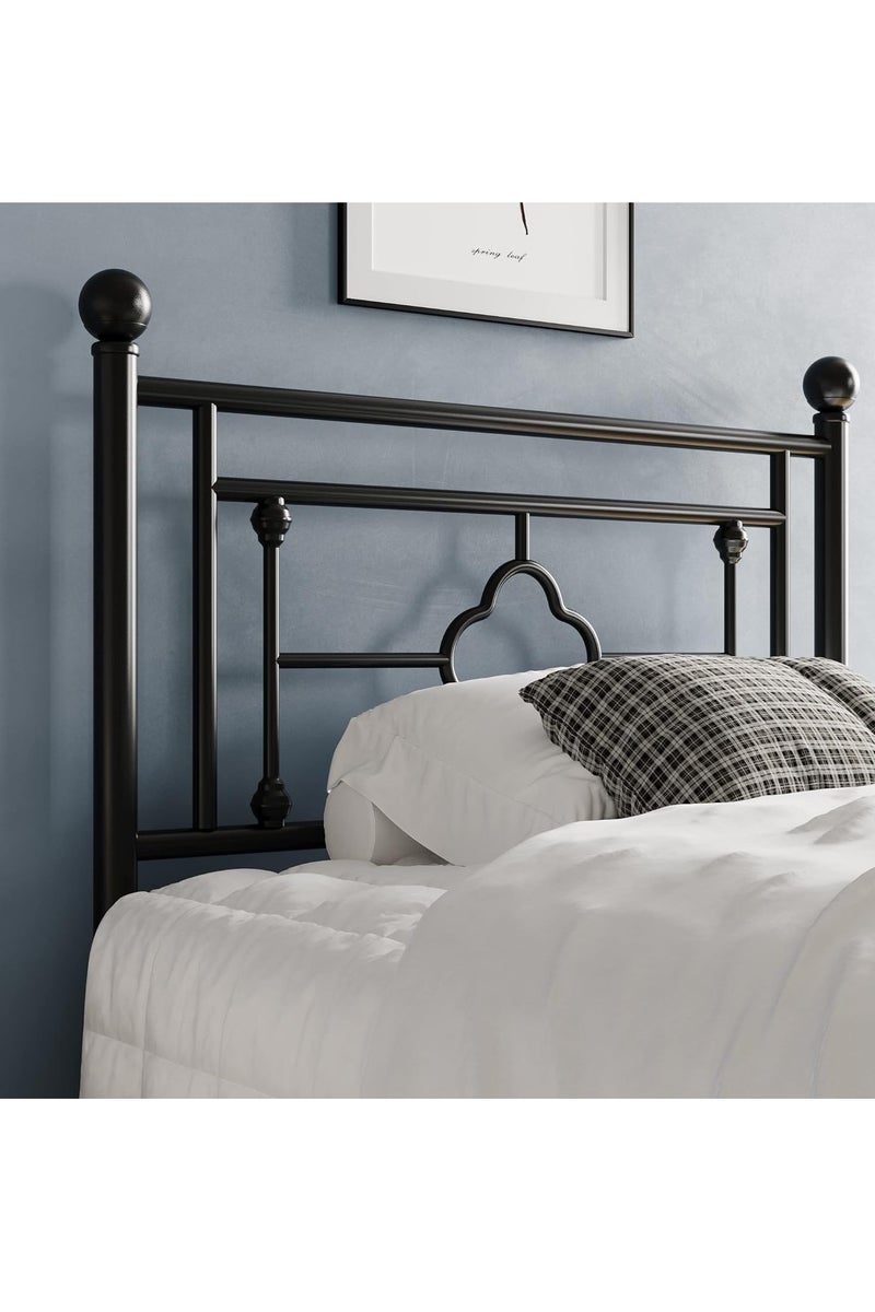 متجر ان زون سرير معدني مفرد بتصميم زخرفي كلاسيكي – إطار أسود أنيق  190سم- 90سم - Image 3
