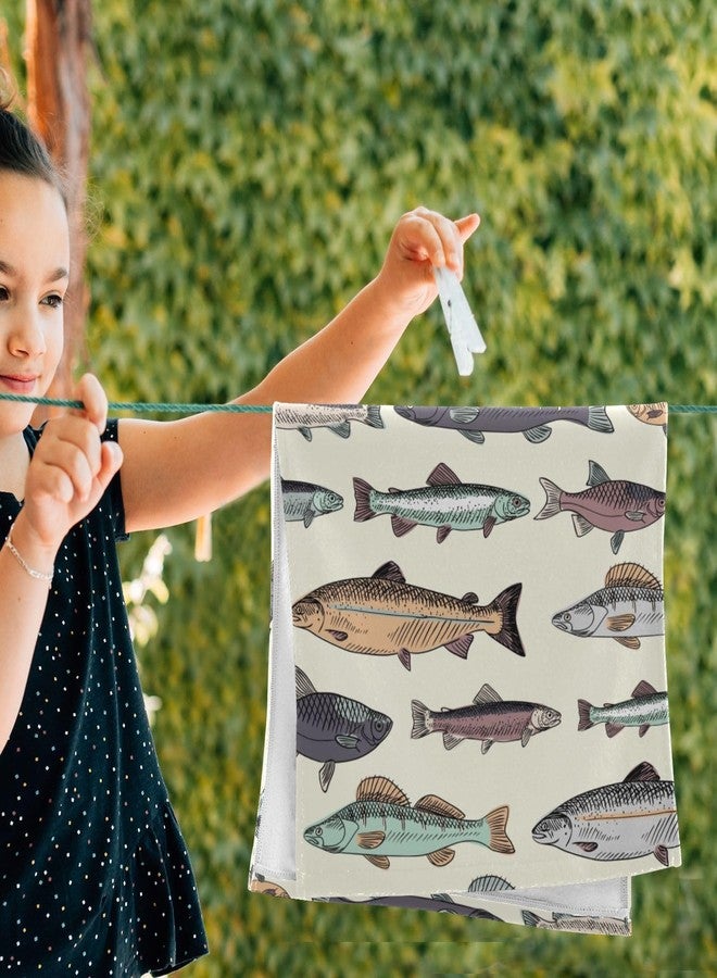 COVASA Colorful Fishes Hand Towels for Bathroom Set of 2,Microfiber Quick Dry Cartoon Lake Fish Carp Underwater Animal Kitchen Dish Towels,Decorative Guest Bathroom Towels for Face,Gym,Shower 14"x28" - Image 4