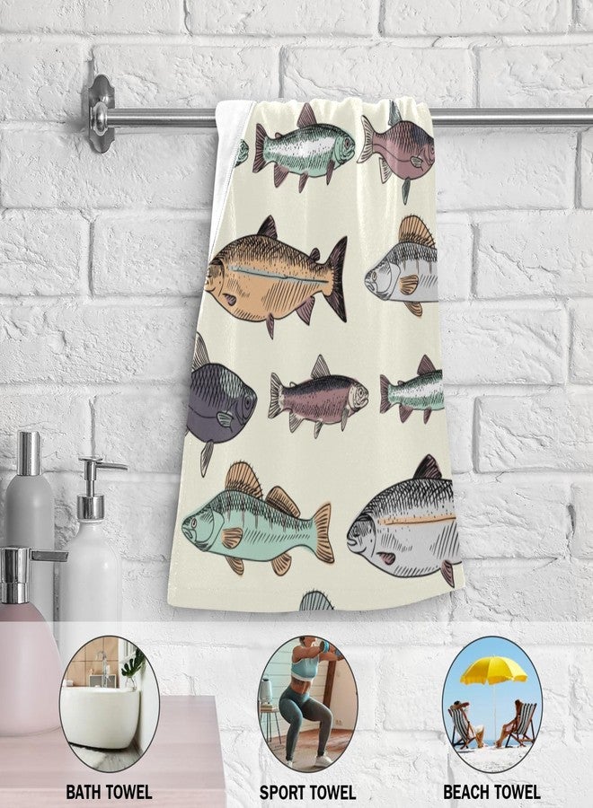 COVASA Colorful Fishes Hand Towels for Bathroom Set of 2,Microfiber Quick Dry Cartoon Lake Fish Carp Underwater Animal Kitchen Dish Towels,Decorative Guest Bathroom Towels for Face,Gym,Shower 14"x28" - Image 5