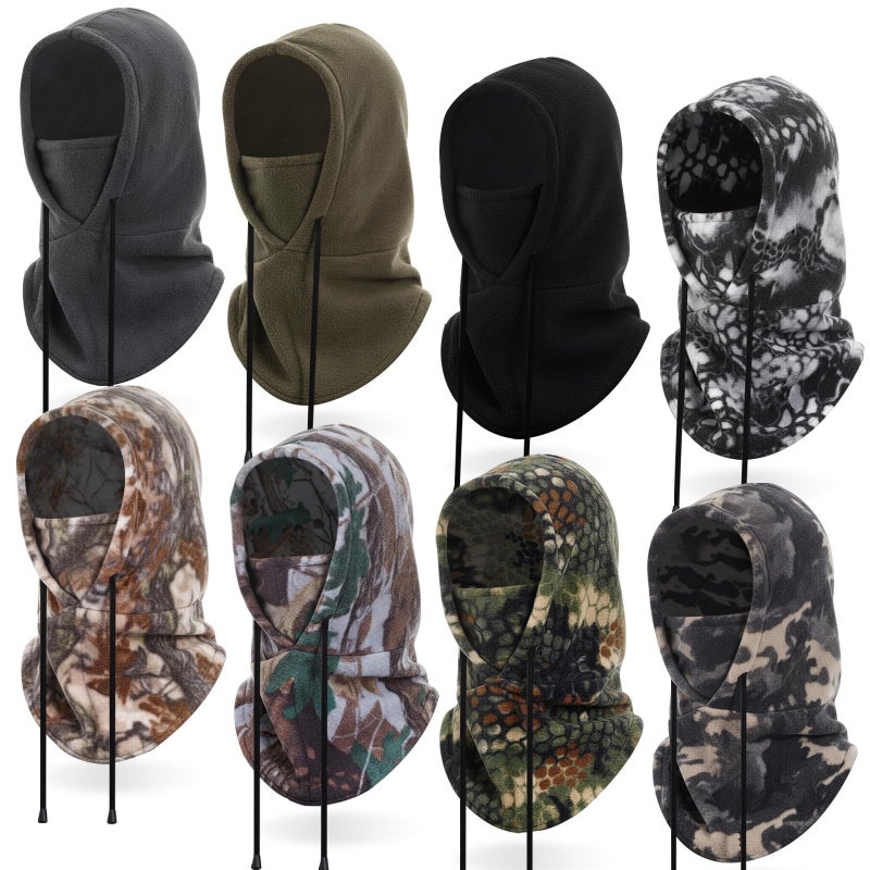 Suhine Balaclava Fleece Ski Hunting Mask Winter with Hat Neck Cover Windproof Face Covers for Men Women Cold Weather Warmer(Mixed Styles,Black White Python Print,8 Pcs) - Image 1
