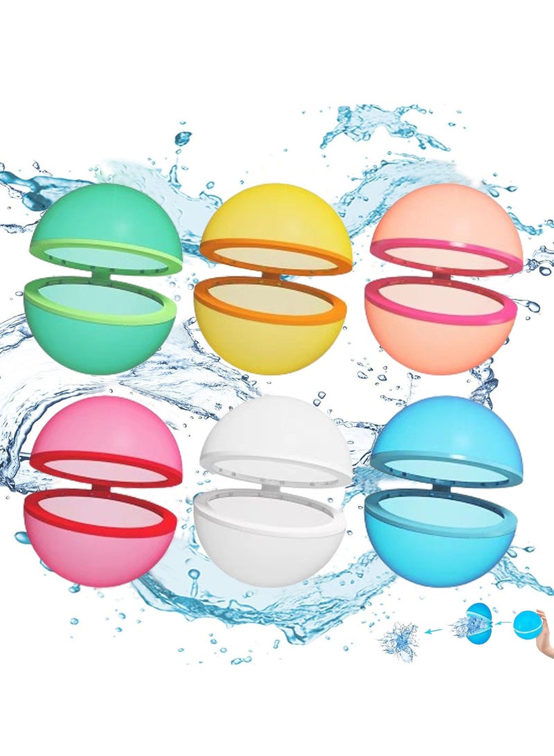 Water Balloons Reusable 6 PCS Soft Silicone Water Splash Ball for Kids School Self-Sealing Refillable Water Ballfor Kids Adults Fun Water Fight Game Summer Swimming Pool Party Supplies（F） - Image 1