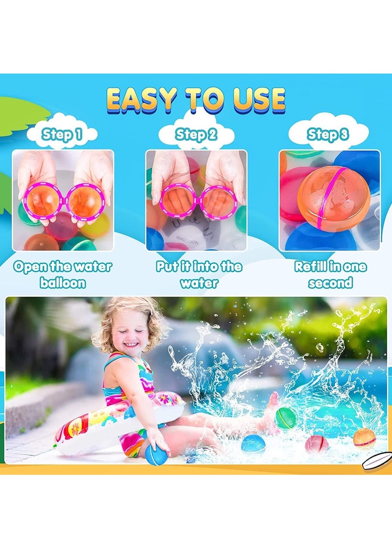 Water Balloons Reusable 6 PCS Soft Silicone Water Splash Ball for Kids School Self-Sealing Refillable Water Ballfor Kids Adults Fun Water Fight Game Summer Swimming Pool Party Supplies（F） - Image 3