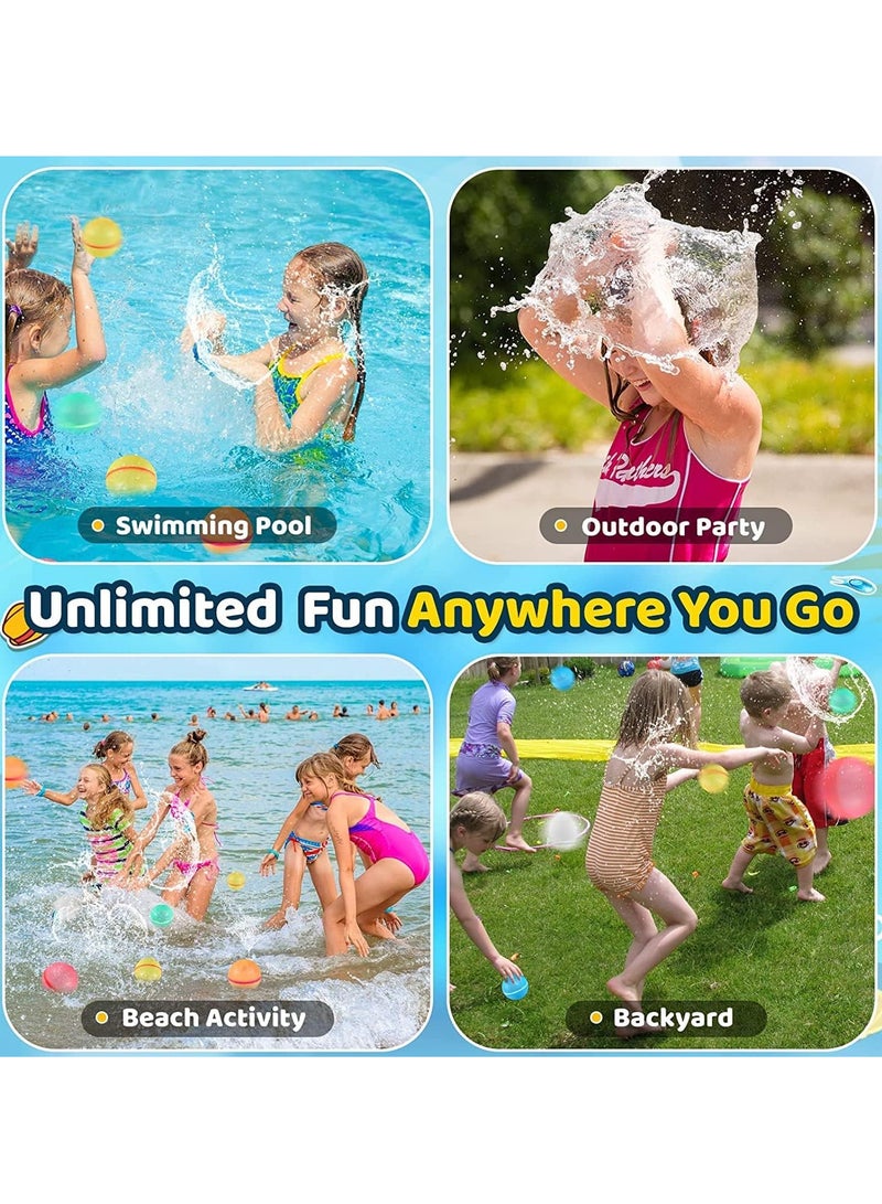 Water Balloons Reusable 6 PCS Soft Silicone Water Splash Ball for Kids School Self-Sealing Refillable Water Ballfor Kids Adults Fun Water Fight Game Summer Swimming Pool Party Supplies（F） - Image 5