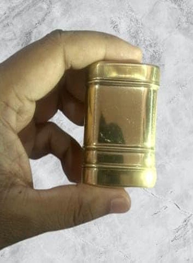 Premier55 حاوية Chunauti نحاسية Premier55/Pital Dibbi/Antique Desi Chunauti، Chuna Dani (عبوة من قطعة واحدة)، 5.5 × 4 × 2 سم - Image 1
