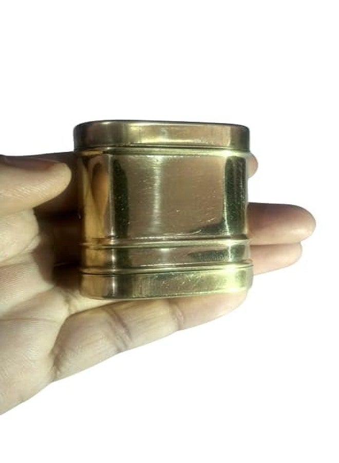 Premier55 حاوية Chunauti نحاسية Premier55/Pital Dibbi/Antique Desi Chunauti، Chuna Dani (عبوة من قطعة واحدة)، 5.5 × 4 × 2 سم - Image 5