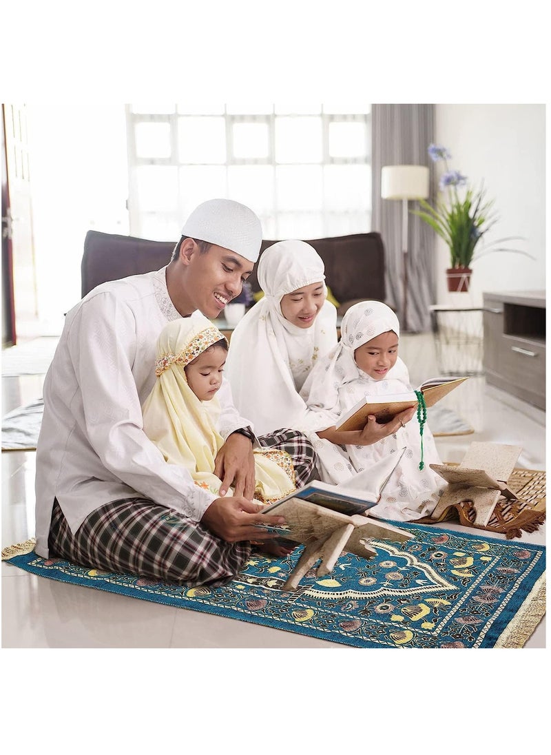 ماركة غير محددة - سجادة صلاة رمضان مع مسبحة، سجادة صلاة مسلمة محمولة - (أبيض) - Image 1