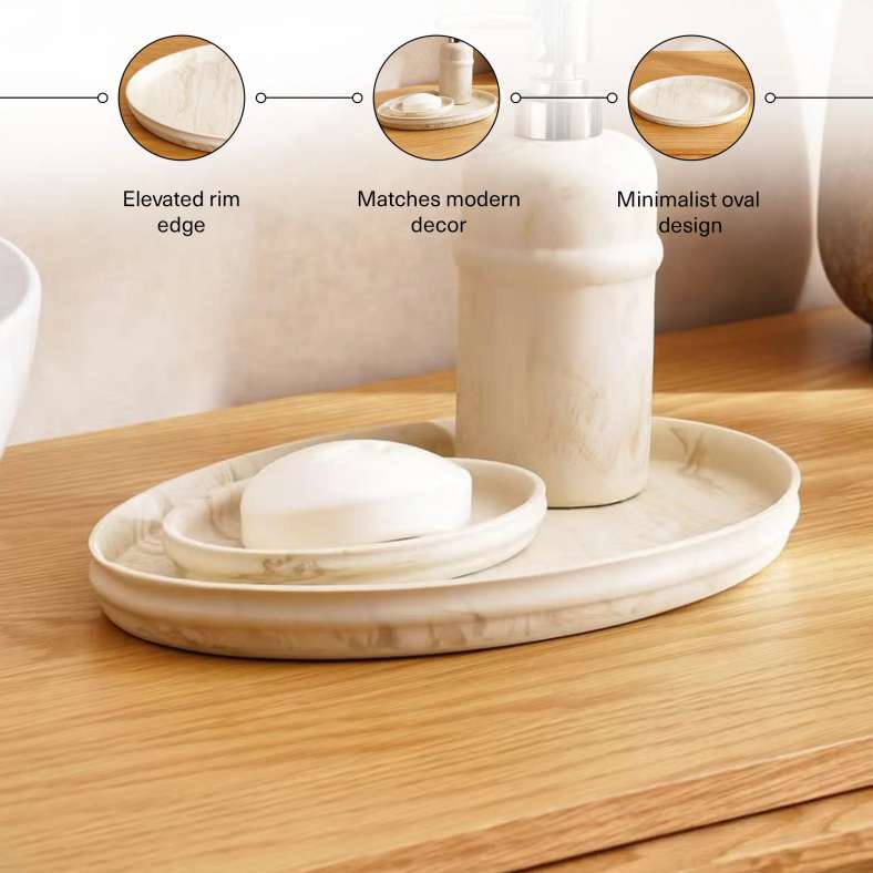 Pan Home Maris Bath Tray 30x20x2.5 cm - Beige - 211HEL9900433 - Image 4