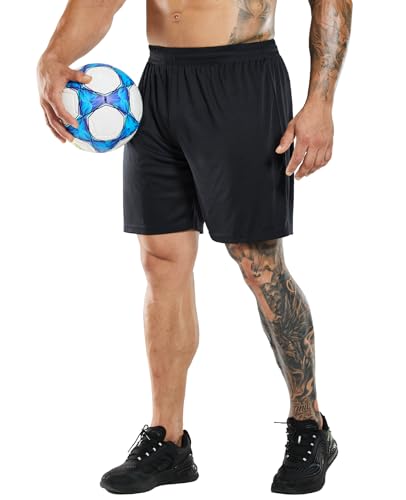 MIER Men's Quick-Dry Athletic/Soccer/Basketball Shorts Without Pockets No Liner Running Workout Training Active Shorts, Black, S - Image 3