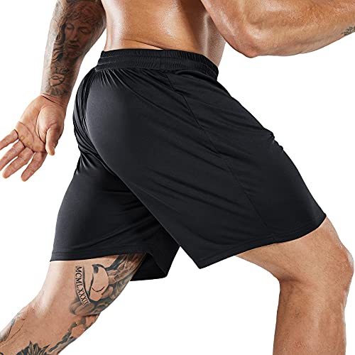 MIER Men's Quick-Dry Athletic/Soccer/Basketball Shorts Without Pockets No Liner Running Workout Training Active Shorts, Black, S - Image 1