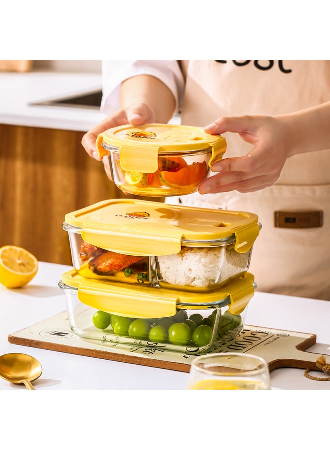Cilock Xile Kuo Heat-resistant Glass Food Storage Containers, Microwave-safe Lunch Boxes, Bento Boxes For Office Workers And Students, Small Yellow Duck Three-piece Set - Image 5