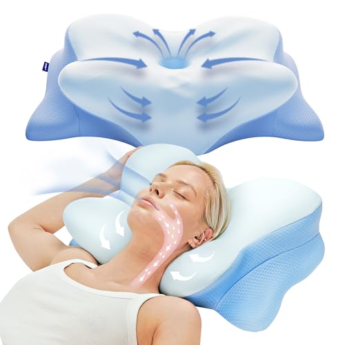 Derila Ergo Cervical Neck Pillow for Sleeping Pillow Contour Memory Foam Pillows for Back, Side Sleeper Pillows 21.25 x 14.17 x 4.72 inches - Image 1