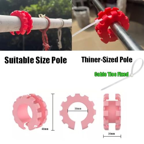 Vikooyes 5+1Pcs Silicone Clothes Hanger Fixed Ring Hook Windproof Clothes Hanger Spacer Anti-Off Hanger Fixing Hook for Clothes Drying Rack(Random Color) - Image 5