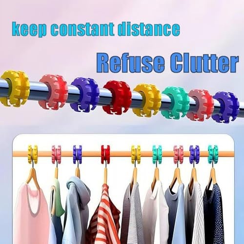 Vikooyes 5+1Pcs Silicone Clothes Hanger Fixed Ring Hook Windproof Clothes Hanger Spacer Anti-Off Hanger Fixing Hook for Clothes Drying Rack(Random Color) - Image 2