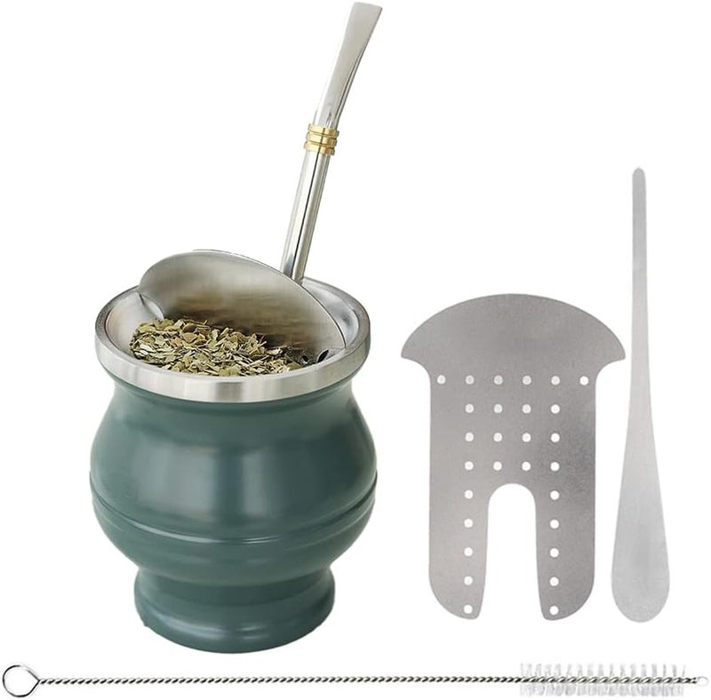 Zikra Stainless Steel Yerba Mate Cup, 6.7 oz Stylish Modern Design, Durable and Easy to Clean, Perfect for Daily Use, Army Green - Image 1