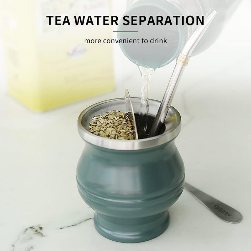 Zikra Stainless Steel Yerba Mate Cup, 6.7 oz Stylish Modern Design, Durable and Easy to Clean, Perfect for Daily Use, Army Green - Image 3