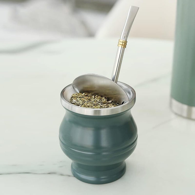 Zikra Stainless Steel Yerba Mate Cup, 6.7 oz Stylish Modern Design, Durable and Easy to Clean, Perfect for Daily Use, Army Green - Image 4