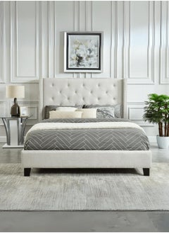 Bed and Mattress Zone Rylee Tufted Upholstered Panel Bed 200x100 Single Size White Color 