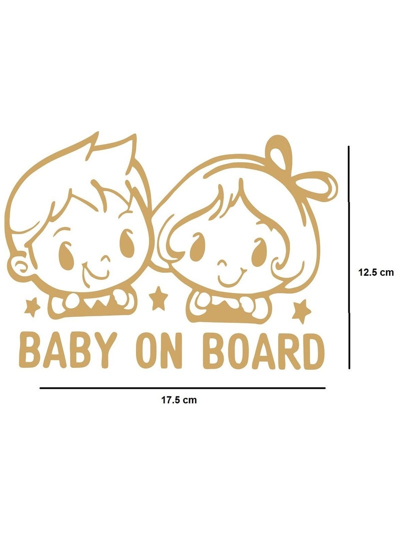 Generic Baby On Board Boy & Girl - Gold 