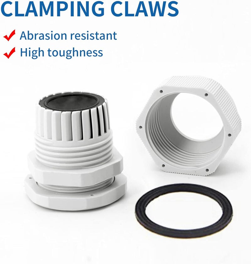 LISTENJIALE Cable Gland, 50PCS PG7,PG9,PG11,PG13.5,PG16,PG19 Waterproof Adjustable 3-16mm Cable Connectors,Plastic Cable Gland Joints with Gaskets in PP Box(White) - Image 4