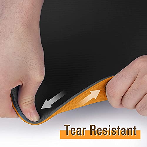 Bodylastics Yoga Mat for Men and Women with Carry Bag TPE 6ft x 2ft x 6mm Large Size Anti Slip & Anti Tear Workout Mat (Orange/Black) - Image 3