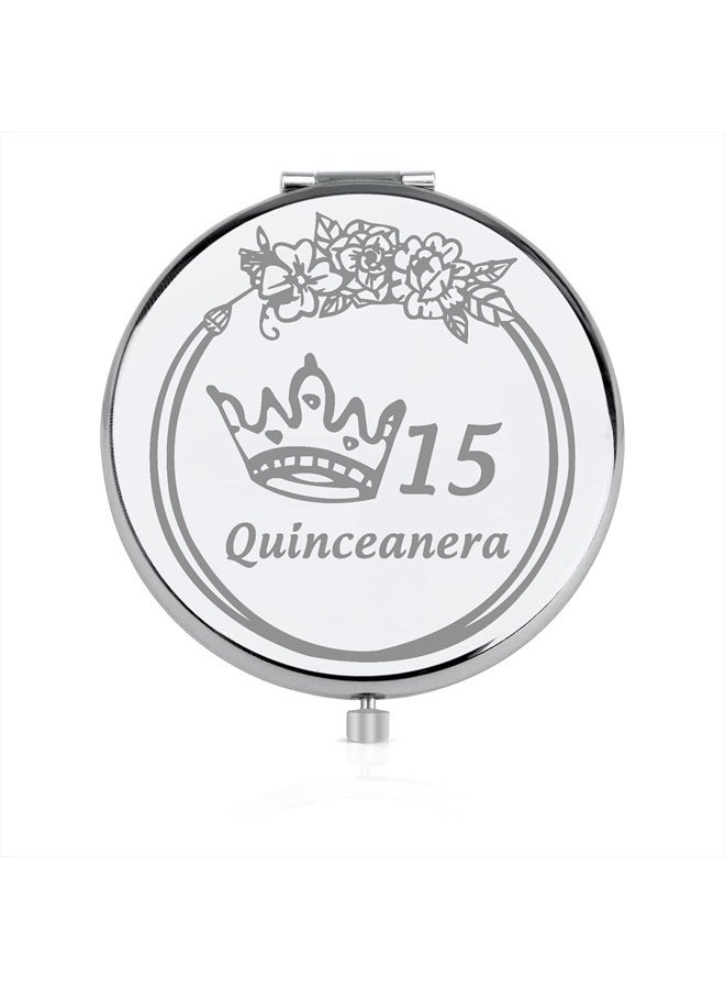 FEELMEM 15 Quinceanera Compact Mirror Sweet 15 Gift Quinceanera 15th Birthday Party Mirror Gift Happy 15th Birthday Gift (15 Quinceanera-Mirror) - Image 1