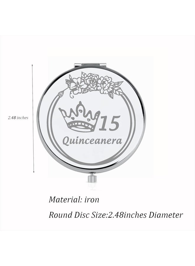 FEELMEM 15 Quinceanera Compact Mirror Sweet 15 Gift Quinceanera 15th Birthday Party Mirror Gift Happy 15th Birthday Gift (15 Quinceanera-Mirror) - Image 4