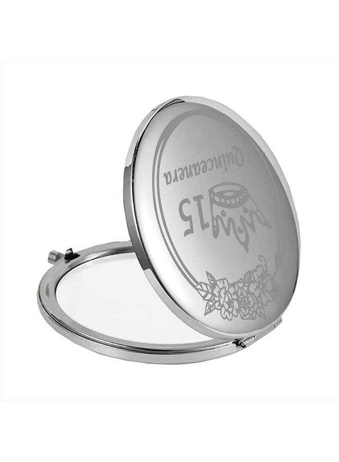 FEELMEM 15 Quinceanera Compact Mirror Sweet 15 Gift Quinceanera 15th Birthday Party Mirror Gift Happy 15th Birthday Gift (15 Quinceanera-Mirror) - Image 3