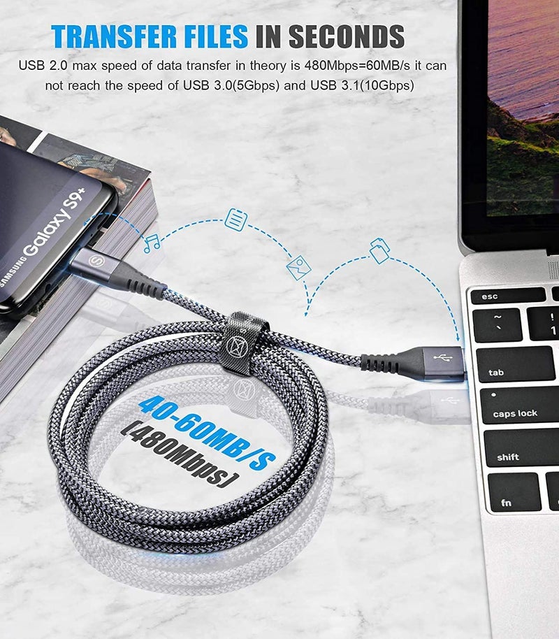 sweguard USB Type C iPhone 16 Pro Max Charger Cable [2-Pack,6.6ft+6.6ft] Nylon Braided USB C Cord for iPhone 16 15 Pro Max Samsung Galaxy S25 S24 S23 S22 S21 S20 S10 A54 A53 A52 A15 Pixel 9 8 LG Moto - Image 5
