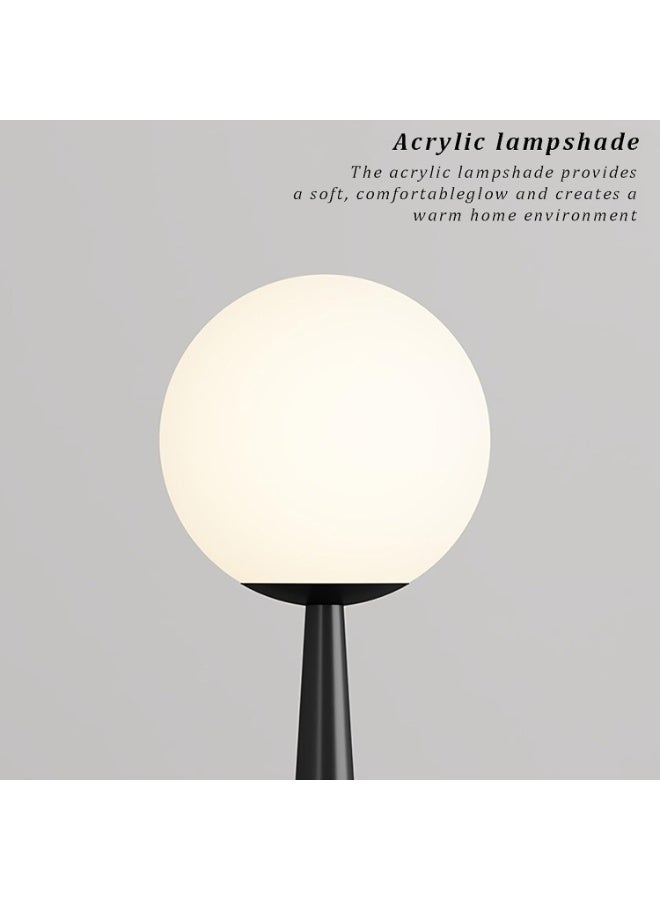 Modern Black Floor Lamp with Acrylic Globe Lampshade – Retro Roman Column Design, 3-Tone Dimmable Standing Lamp for Living Room, Bedroom, Office & Study Room, Luxury Home Décor Lighting (136cm/53.5") - Image 4