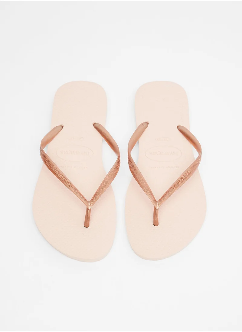 havaianas Slim Logo Flip Flops