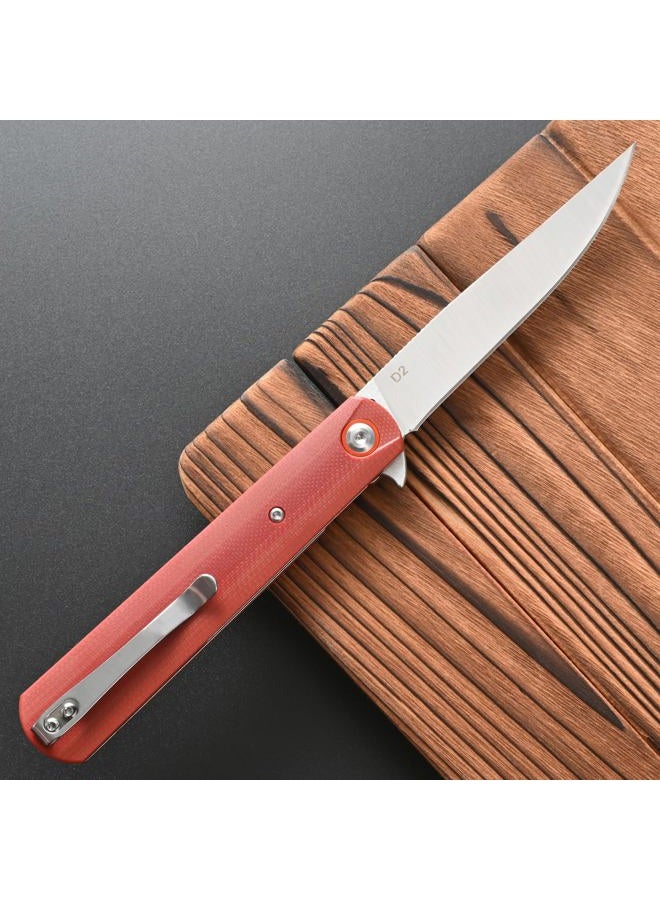 CCFFCC سكين قابلة للطي FF6، شفرة من فولاذ D2 مقبض G10 أداة EDC للتخييم، المشي، الصيد، الصيد (بني) - Image 3