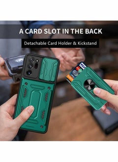 Excefore Case for Samsung Galaxy Note 20 Ultra Case Cover Slide Camera, KASTWAVE Kickstand＆Card Holder Cover Armor Slim Heavy Duty Hard Phone Case for Samsung Note 20 Ultra (Green)  - Image 3