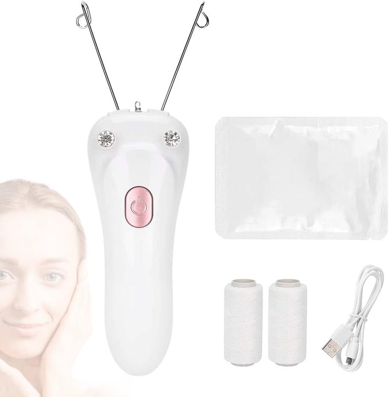 Flylin إزالة شعر الوجه الكهربائية للنساء جهاز إزالة الشعر بالأسلاك اللاسلكية جهاز إزالة الشعر للوجه للنساء جهاز إزالة الشعر القابل لإعادة الشحن عبر USB ماكينة حلاقة الشعر القطنية