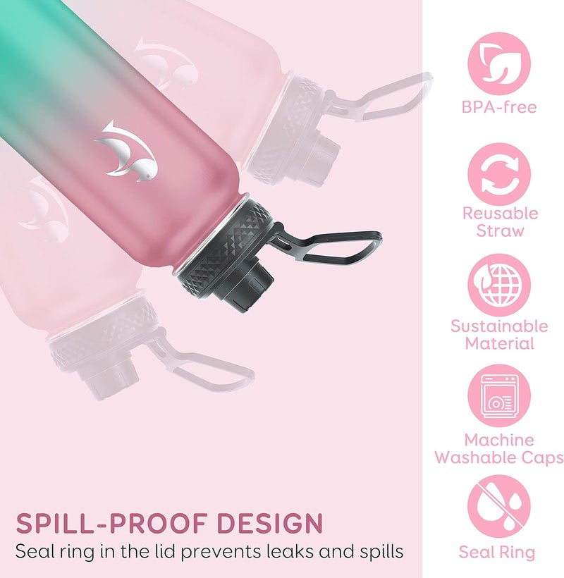 Coolflask 1.2L Insulated Water Bottle with Straw & 3 Lids, Triple Insulated, Leakproof, Edelstahl, Adults, Sport, Bubble Gum - Image 5