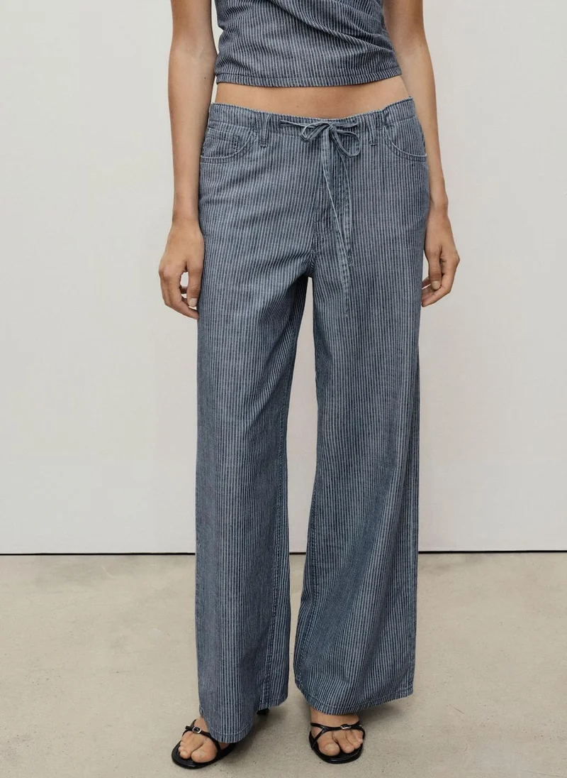 مانجو Wide Leg Denim Pants With Belt