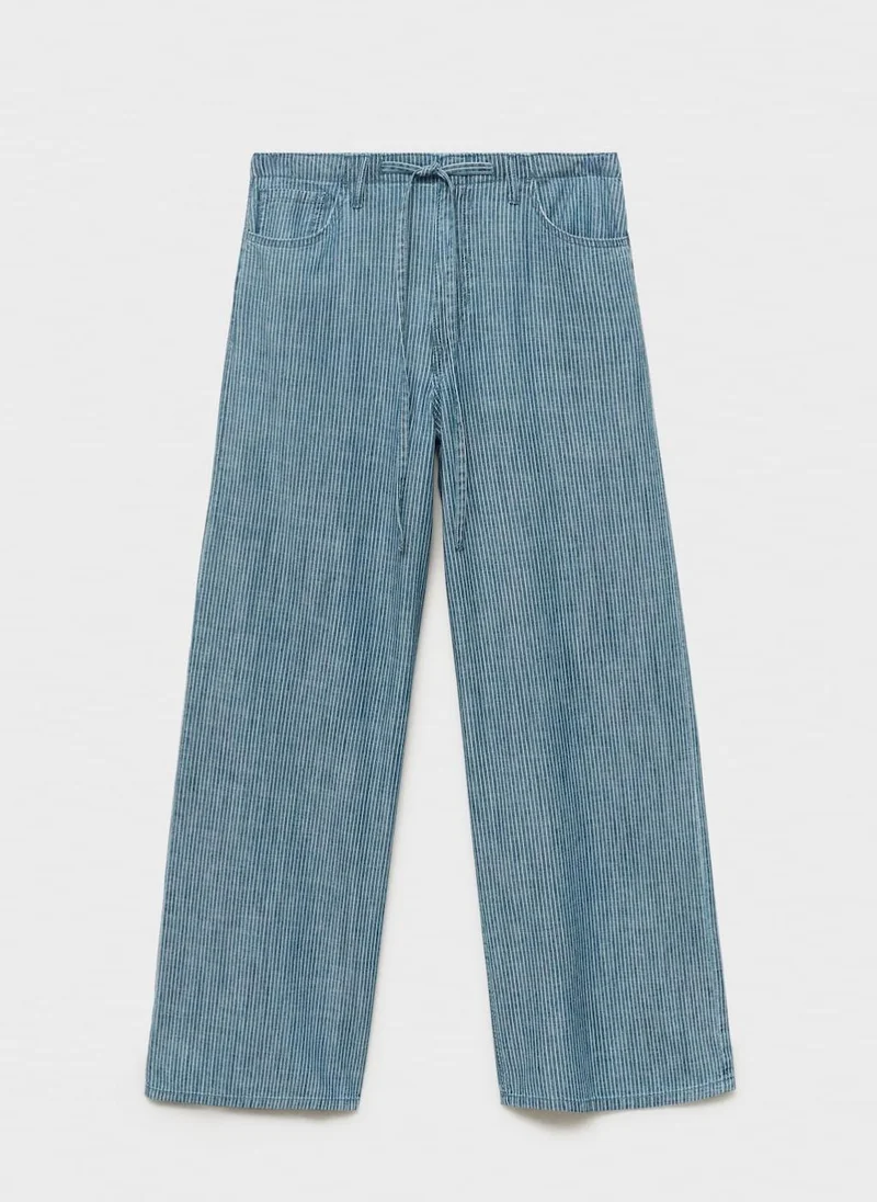MANGO Wide Leg Denim Pants With Belt