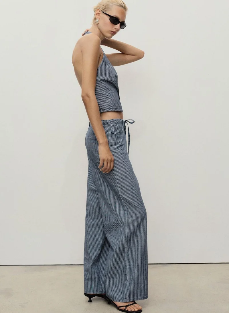 مانجو Wide Leg Denim Pants With Belt