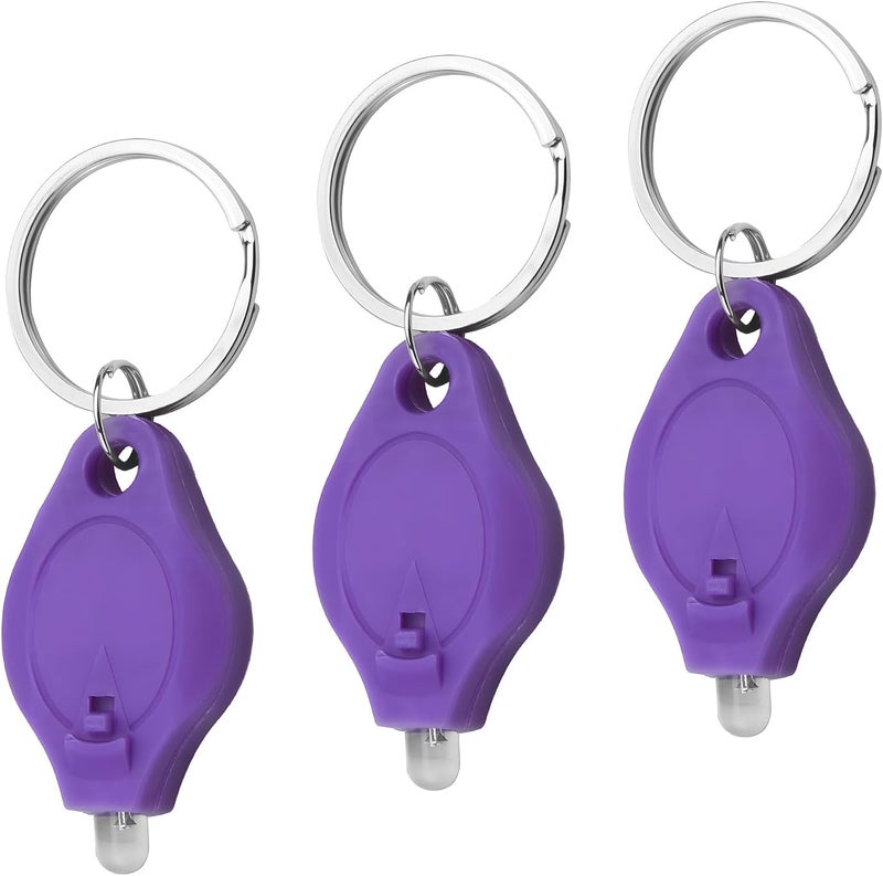 Clydewy UV Note Checker Mini LED Keyring Torch - Portable Pocket Ultra Violet Flashlight (Pack of 3, Purple) - Image 1