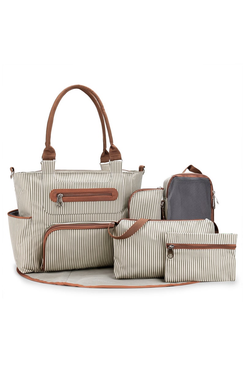 general 7-piece set of mommy bag handbag multi-functional large capacity mom bag mother and baby diaper bag out handbag - Image 1