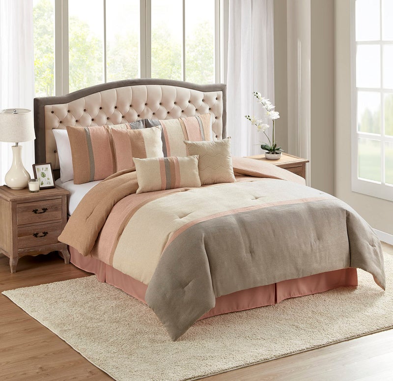 Sweet Home Collection Sweet Home Collection King Size Comforter Set Ultra Soft Faux Suede Fashion Bedding Sets with Shams Throw Pillows and Bed Skirt King Blush Pack of 1 