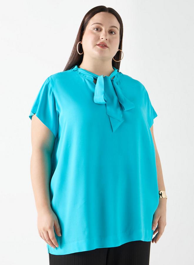  أولا بوبكن بلوزة مقاس كبير سادة بتفاصيل رباط من أولا بوبكن - Image 1