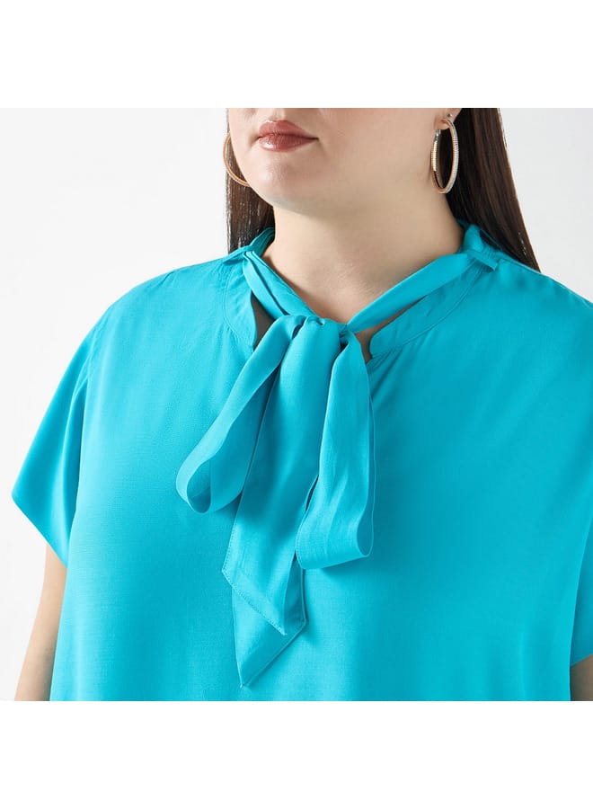 Ulla Popken Plus Size Ulla Popken Top with Tie-Up Detail  - Image 4
