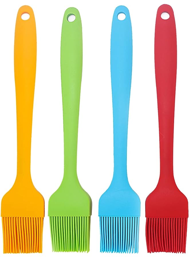 ECVV Silicone Pastry Brush 4 Pcs, Heat Resistant Basting Brush Set For Baking, Bbq Grill, Kitchen Cooking Barbecue Brush Multicolor 8-3/4 Inch Long - Image 1