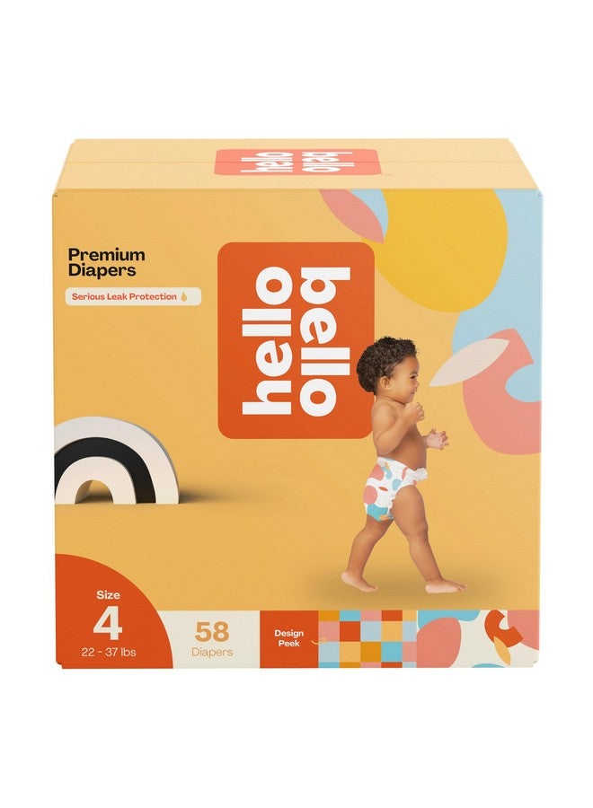 Hello Bello Premium Diapers Size 4, Honeysuckle Designs, 58ct Club Box, Hypoallergenic and Extra Absorbent - Image 1