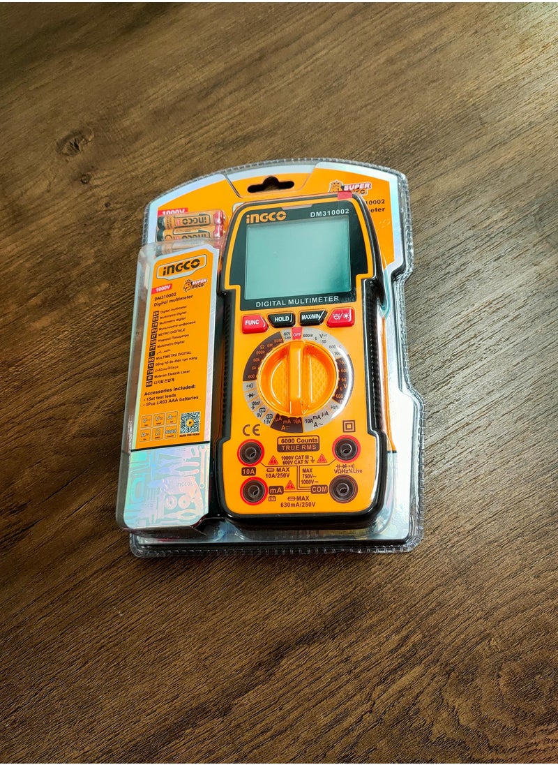 INGCO DM310002 Digital Multimeter Display : TRUR RMS 6000 counts, Diode test, NCV, Data hold, Flashlight, Backlight  - Image 3