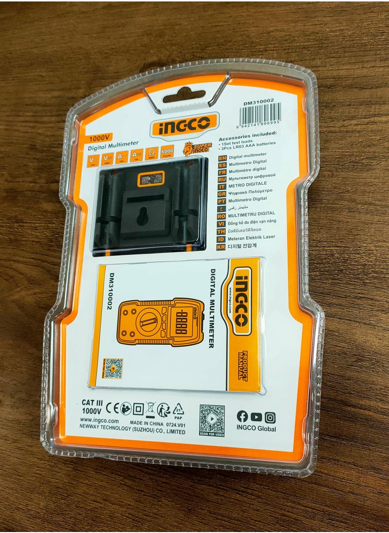 INGCO DM310002 Digital Multimeter Display : TRUR RMS 6000 counts, Diode test, NCV, Data hold, Flashlight, Backlight  - Image 4