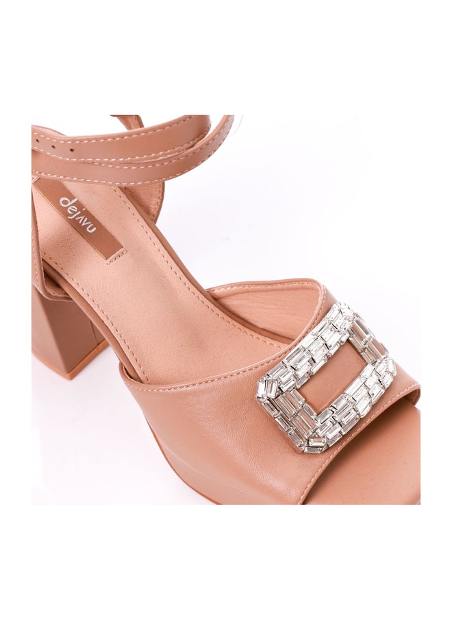 DejaVu - Buckle Closure Heeled Sandals With Decorative Accessory - Image 1