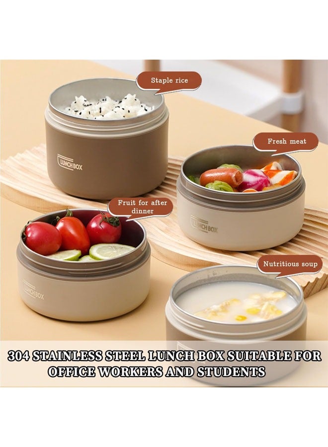 ﻿ Portable Insulated Lunch Containers with Insulation Bag, Separate Stackable Lunch Container, Leakproof Stackable Stainless Steel Food Container, for Adult Men Women Kids, Insulated Bento Boxes (Brown, 3Tier)