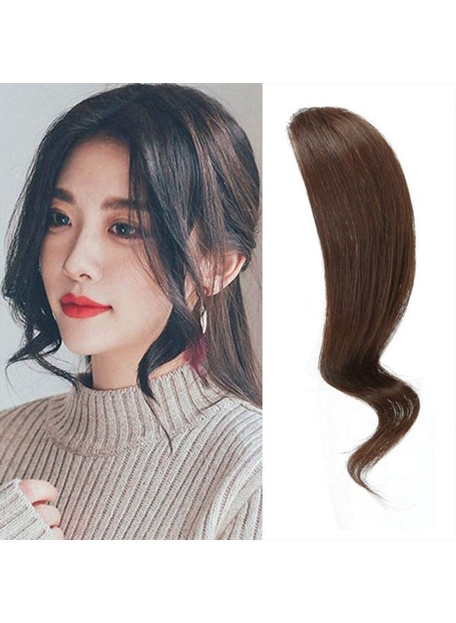 DSOAR 2pcs Wave Side Bangs Real Human Hair Clip in Bangs Wave Fringe Hair Extension(Dark Brown) - Image 1